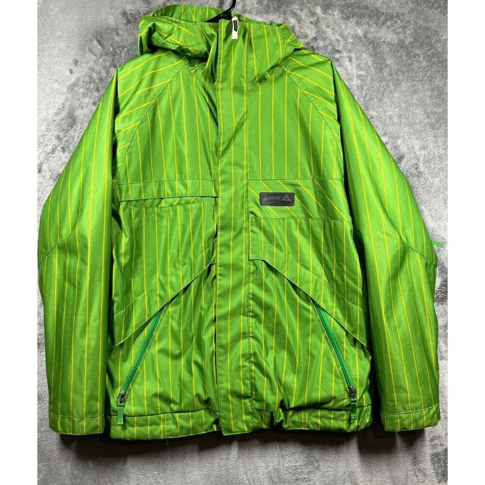 BURTON Jacket Mens Size Small Green DryRide Striped Hooded Insulated Waterproof - Picture 1 of 16